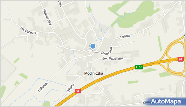 Modlniczka, Plac Norbertanek, mapa Modlniczka