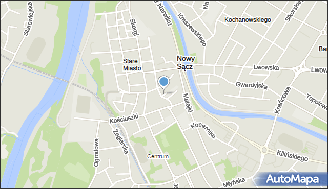 Nowy Sącz, Plac Słowackiego Juliusza, mapa Nowego Sącza