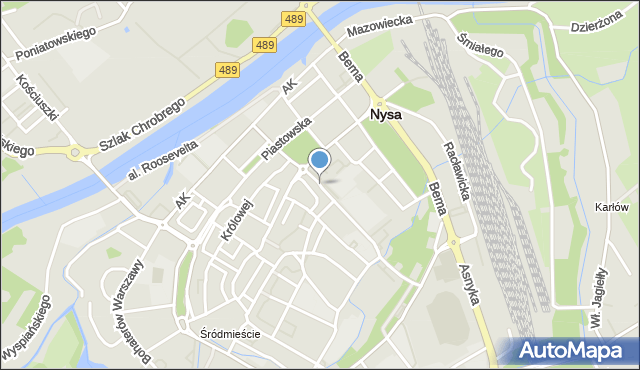 Nysa, Plac Jana Pawła II, mapa Nysy