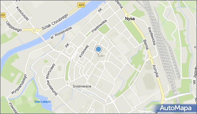 Nysa, Plac Katedralny, mapa Nysy