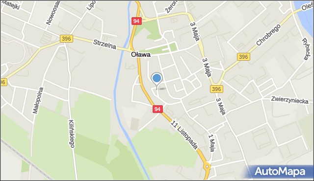 Oława, Plac św. Maksymiliana Marii Kolbego, mapa Oława