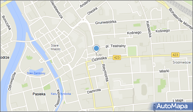 Opole, Plac Kaczyńskiego Lecha, mapa Opola