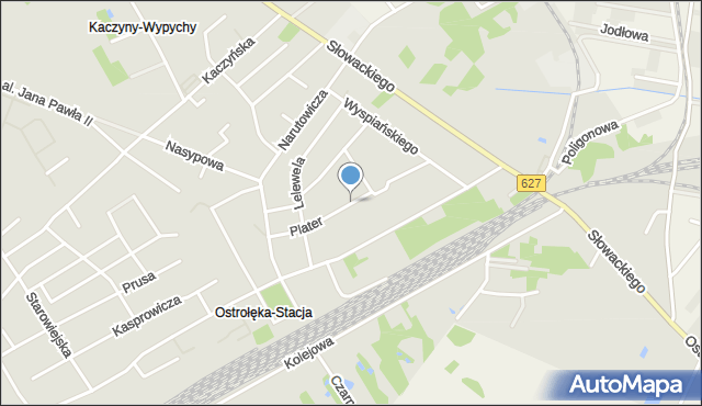 Ostrołęka, Plater Emilii, mapa Ostrołęka