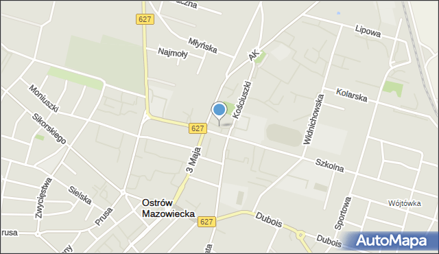 Ostrów Mazowiecka, Plac Wolności, mapa Ostrów Mazowiecka