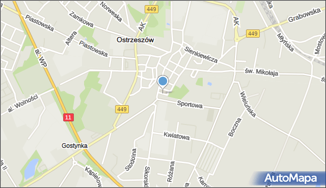 Ostrzeszów, Plac Wodniakowskiego Antoniego Władysława, mapa Ostrzeszów