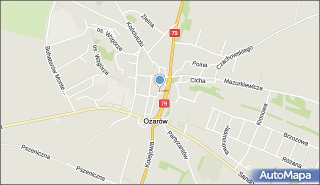 Ożarów powiat opatowski, Plac Wolności, mapa Ożarów powiat opatowski