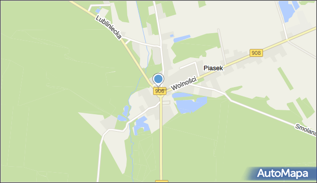 Piasek gmina Woźniki, Plac Powstańców, mapa Piasek gmina Woźniki