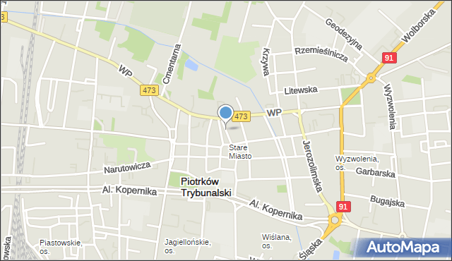 Piotrków Trybunalski, Plac Czarnieckiego Stefana, hetm., mapa Piotrków Trybunalski