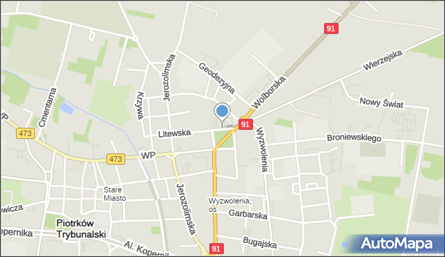 Piotrków Trybunalski, Plac Litewski, mapa Piotrków Trybunalski
