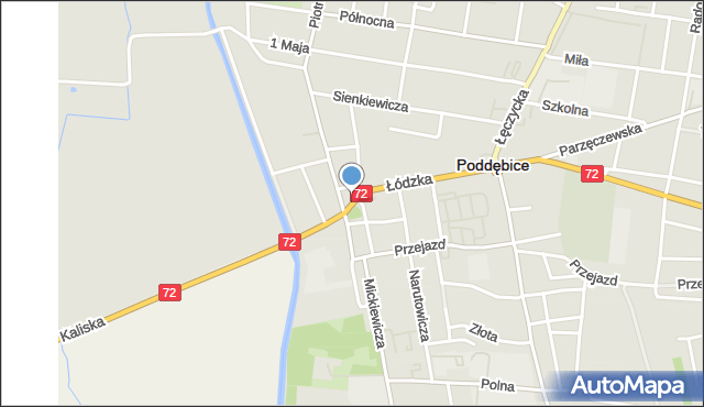 Poddębice, Plac Kościuszki Tadeusza, gen., mapa Poddębice
