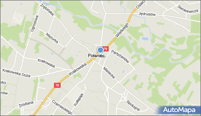 Połaniec powiat staszowski, Plac Uniwersału Połanieckiego, mapa Połaniec powiat staszowski