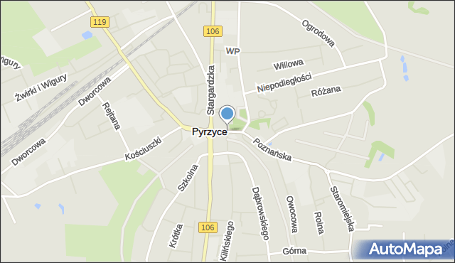Pyrzyce, Plac Wolności, mapa Pyrzyce