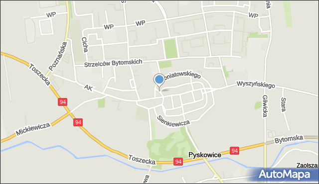 Pyskowice powiat gliwicki, Plac Księcia Józefa Poniatowskiego, mapa Pyskowice powiat gliwicki