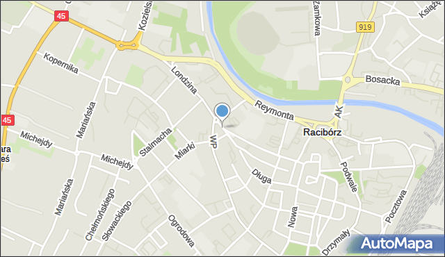 Racibórz, Plac Wolności, mapa Racibórz