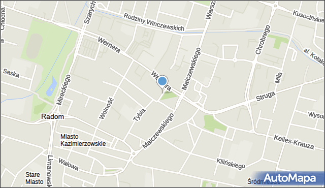 Radom, Plac Żołnierzy 72 Pułku Piechoty, mapa Radomia