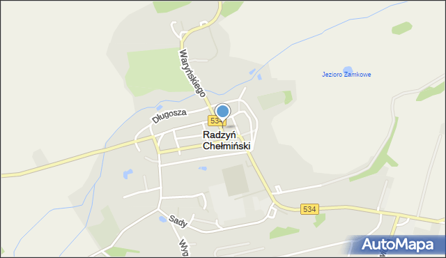 Radzyń Chełmiński, Plac Towarzystwa Jaszczurczego, mapa Radzyń Chełmiński