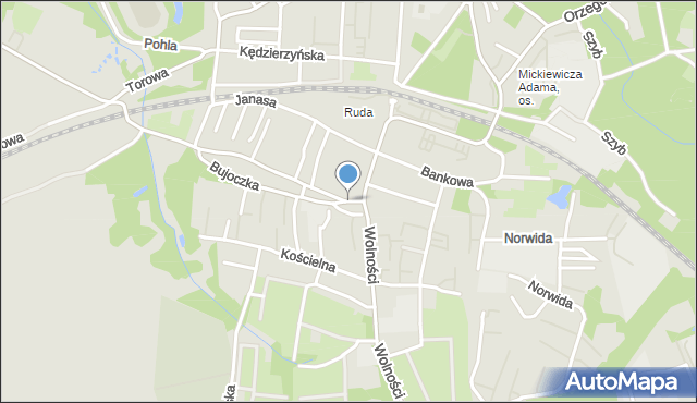 Ruda Śląska, Plac Chopina Fryderyka, mapa Rudy Śląskiej