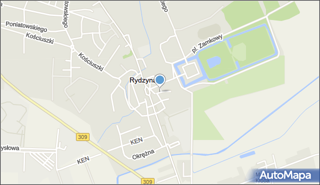 Rydzyna powiat leszczyński, Plac Dąbrowskiego Jana, mapa Rydzyna powiat leszczyński