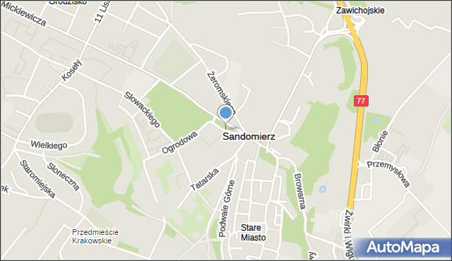 Sandomierz, Plac Świętego Wojciecha, mapa Sandomierza