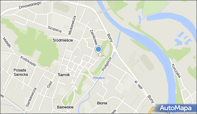 Sanok, Plac św. Jana, mapa Sanok