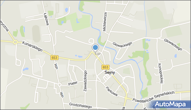 Sejny, Plac św. Agaty, mapa Sejny