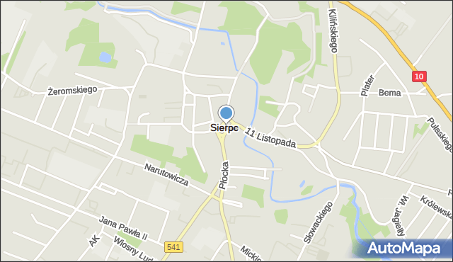 Sierpc, Plac Wyszyńskiego Stefana, ks. kard., mapa Sierpc