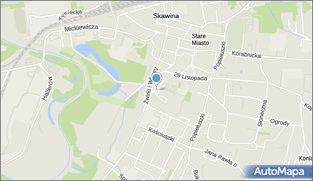 Skawina, Plac Polańskiego Jerzego, dr., mapa Skawina
