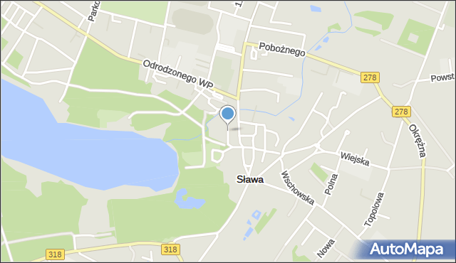 Sława powiat wschowski, Plac Tomkiewicza Kazimierza, ks., mapa Sława powiat wschowski