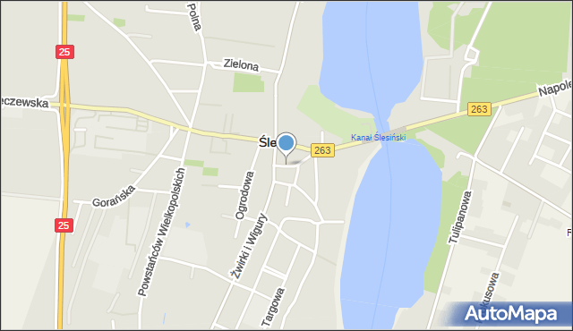 Ślesin powiat koniński, Plac Wolności, mapa Ślesin powiat koniński