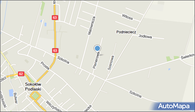 Sokołów Podlaski, Plenerowa, mapa Sokołów Podlaski