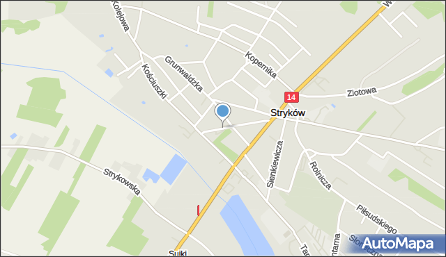Stryków powiat zgierski, Plac Łukasińskiego Waleriana, mapa Stryków powiat zgierski