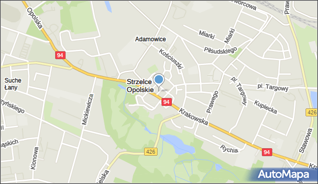 Strzelce Opolskie, Plac Myśliwca, mapa Strzelce Opolskie