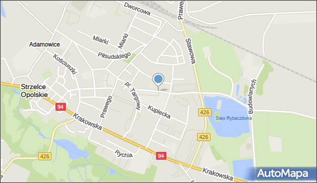 Strzelce Opolskie, Plac Targowy, mapa Strzelce Opolskie