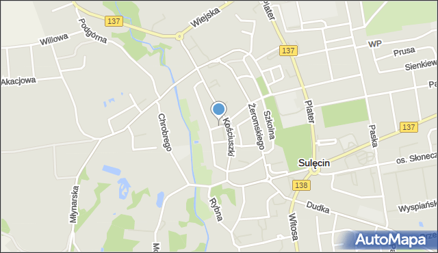 Sulęcin, Plac Czarnieckiego Stefana, hetm., mapa Sulęcin