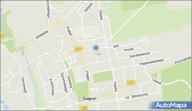Sulęcin, Plac Mickiewicza Adama, mapa Sulęcin