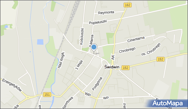 Świdwin, Plac Jana Pawła II, mapa Świdwin