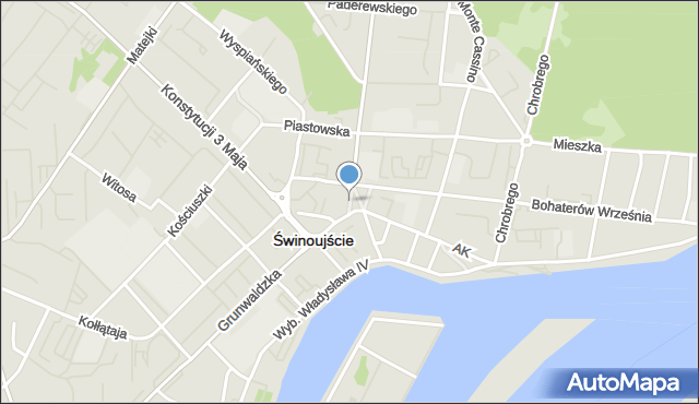 Świnoujście, Plac Wolności, mapa Świnoujście