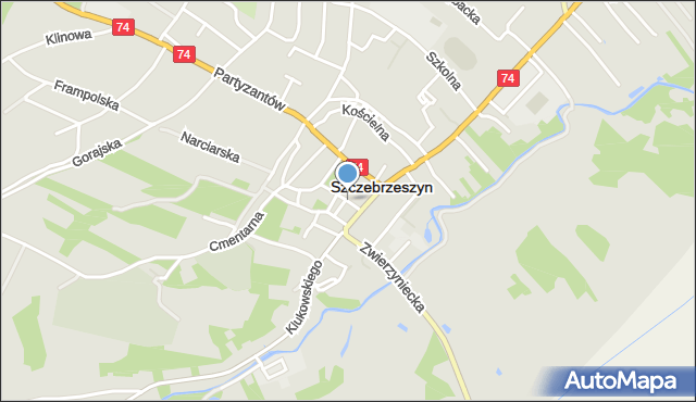 Szczebrzeszyn, Plac Kościuszki Tadeusza, gen., mapa Szczebrzeszyn