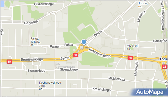 Toruń, Plac Hoffmanna Alfonsa, prof., mapa Torunia