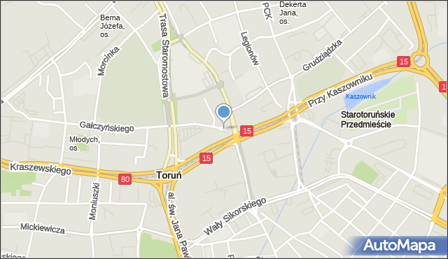 Toruń, Plac Naczelnej Organizacji Technicznej, mapa Torunia