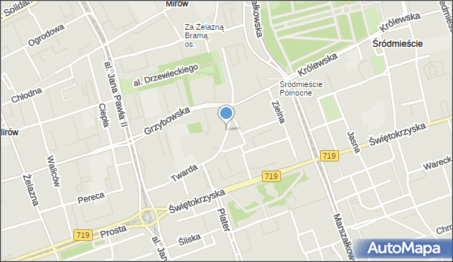 Warszawa, Plac Grzybowski, mapa Warszawy