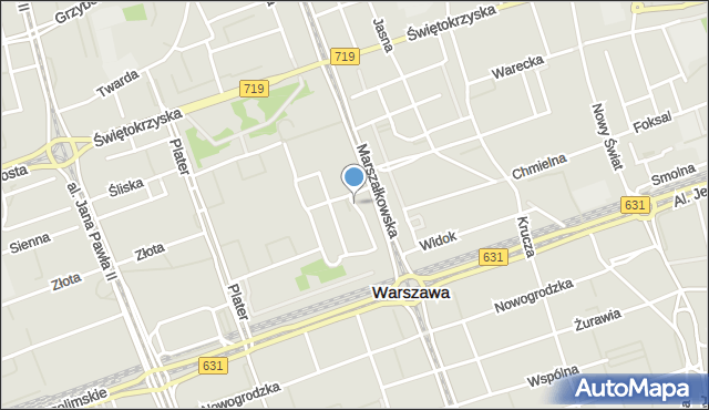 Warszawa, Plac Defilad, mapa Warszawy