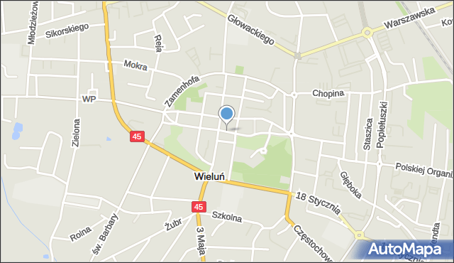 Wieluń, Plac Legionów, mapa Wieluń