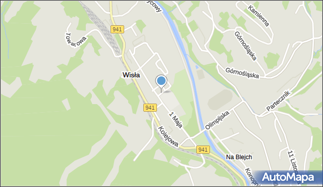 Wisła, Plac Hoffa Bogumiła, mapa Wisła