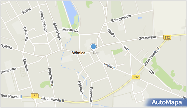 Witnica powiat gorzowski, Plac Wolności, mapa Witnica powiat gorzowski