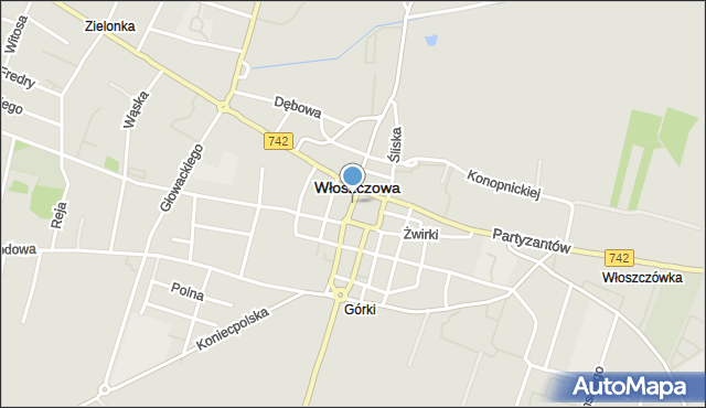 Włoszczowa, Plac Wolności, mapa Włoszczowa