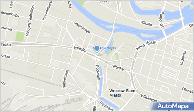 Wrocław, Plac Jana Pawła II, mapa Wrocławia