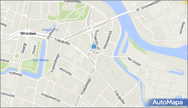 Wrocław, Plac Wróblewskiego Walerego, gen., mapa Wrocławia