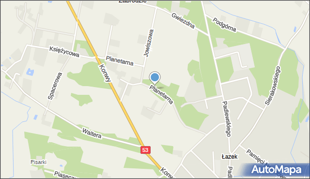 Zabrodzie gmina Olszewo-Borki, Planetarna, mapa Zabrodzie gmina Olszewo-Borki