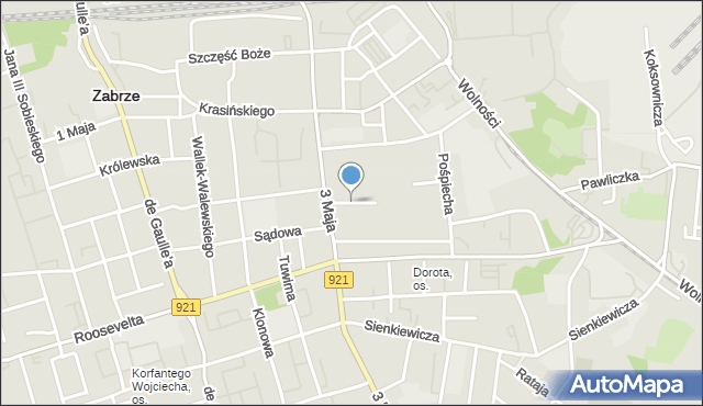 Zabrze, Plac Pieruszki Franciszka, ks., mapa Zabrza